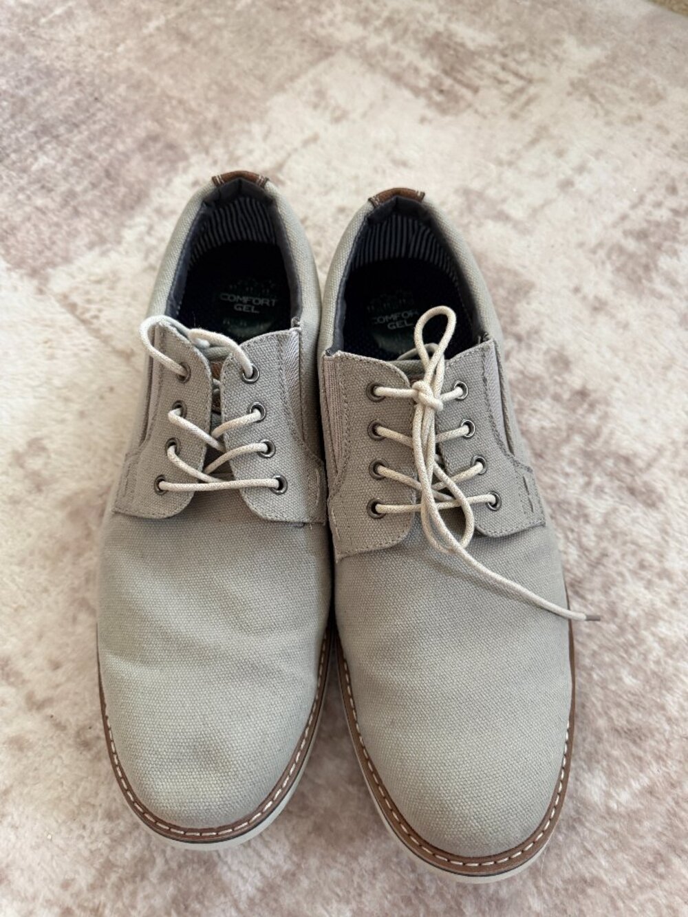 Nunn Bush Gray Canvas Oxford Shoes Men’s Size 12 Brown Leather Accents